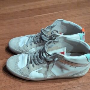 Golden Goose White and Gray Midstar Sneakers Sz9